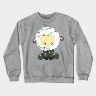 Christmas Sheep, Christmas Lights, Cute Sheep Crewneck Sweatshirt